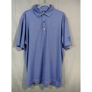 Footjoy Men's PGA Tour Golf Polo Short Sleeve Sz L Blue Check Athleisure